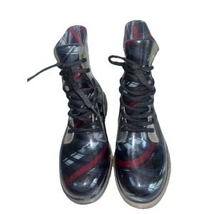 Henry Ferrera Women's Preppy Goth Plaid Lace Up Rain Boots Size 8